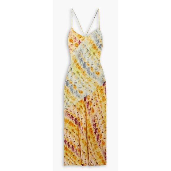 JASON WU Tie-dyed paneled silk crepe de chine midi dress NWT Size 10